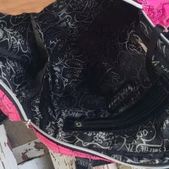 Betsey Johnson Head First Pink and Black Skull backpack purse. - Picture 3 of 4